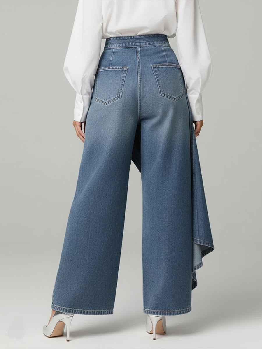 PANTALON DENIM CON VOLANTE